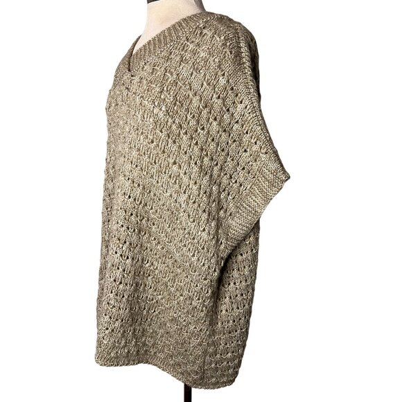 Coco Carmen sweater poncho open knit square V-neck One size pull over - Picture 2 of 12